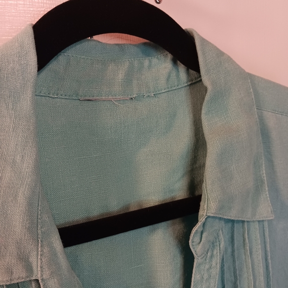 Hot Cotton Linen Outfit Set Blouse Crop Pants Blue Lagenlook Size XL Artsy - Picture 14 of 14